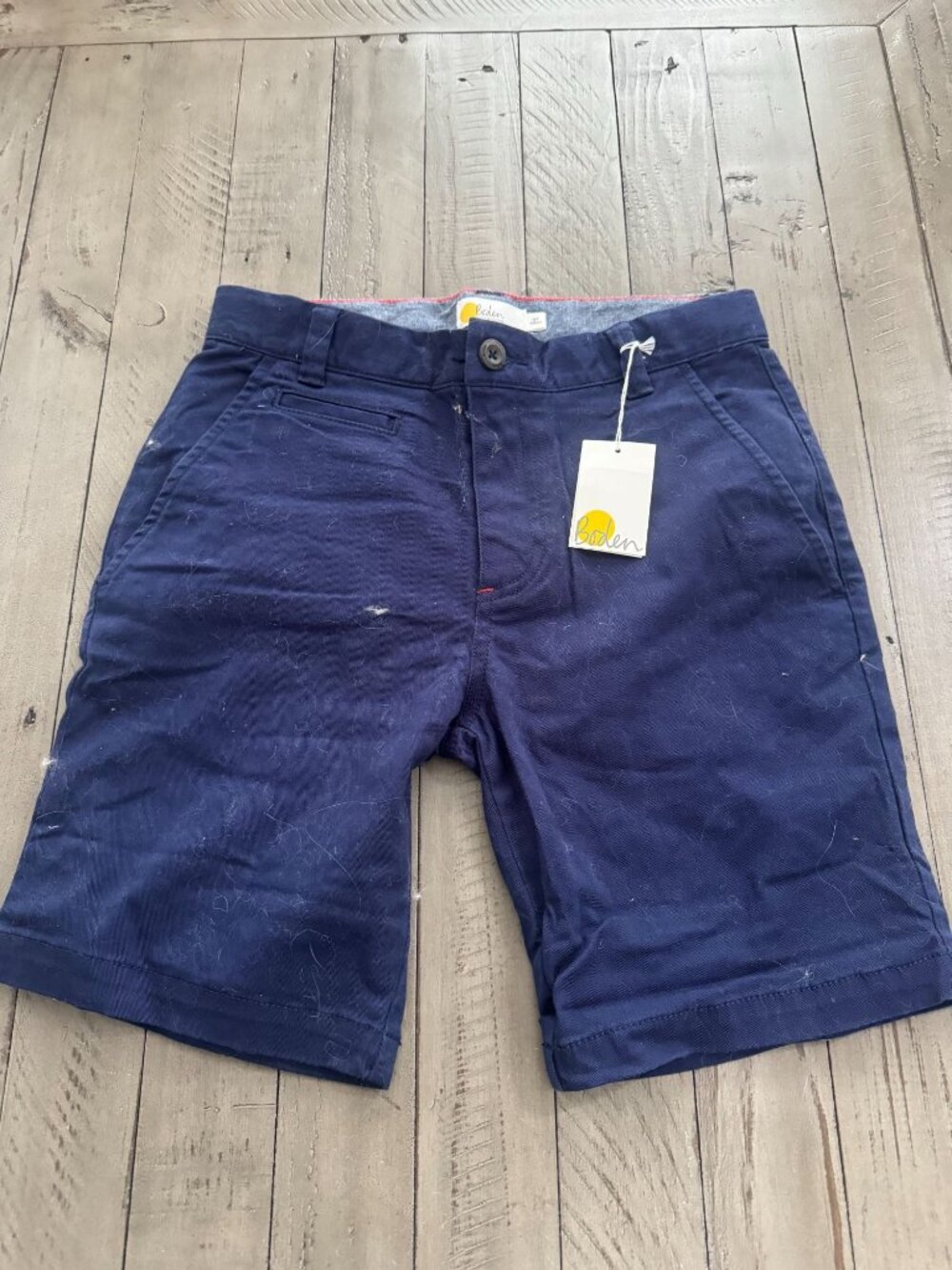 NWT Mini BODEN Kids Boys Cotton Chino Shorts Navy Size 11